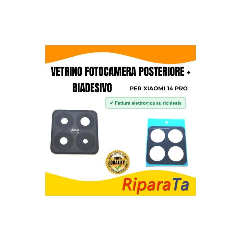 Vetrino Vetro Fotocamera Camera Posteriore per Xiaomi 14 Pro Nero + Bi