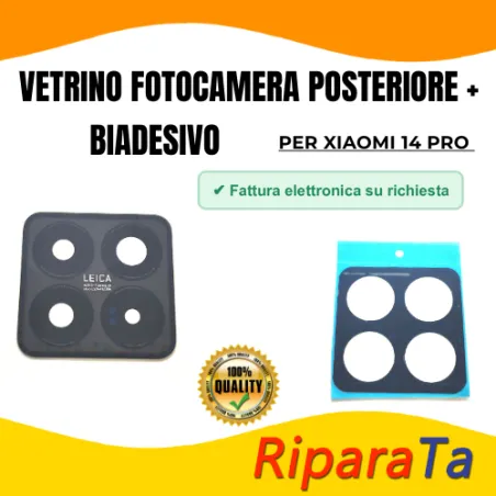 Vetrino Vetro Fotocamera Camera Posteriore per Xiaomi 14 Pro Nero + Bi