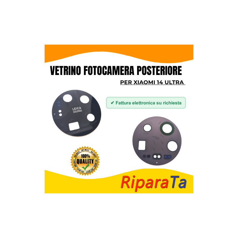 Vetrino Vetro Fotocamera Camera Posteriore per Xiaomi 14 ULTRA Nero OR