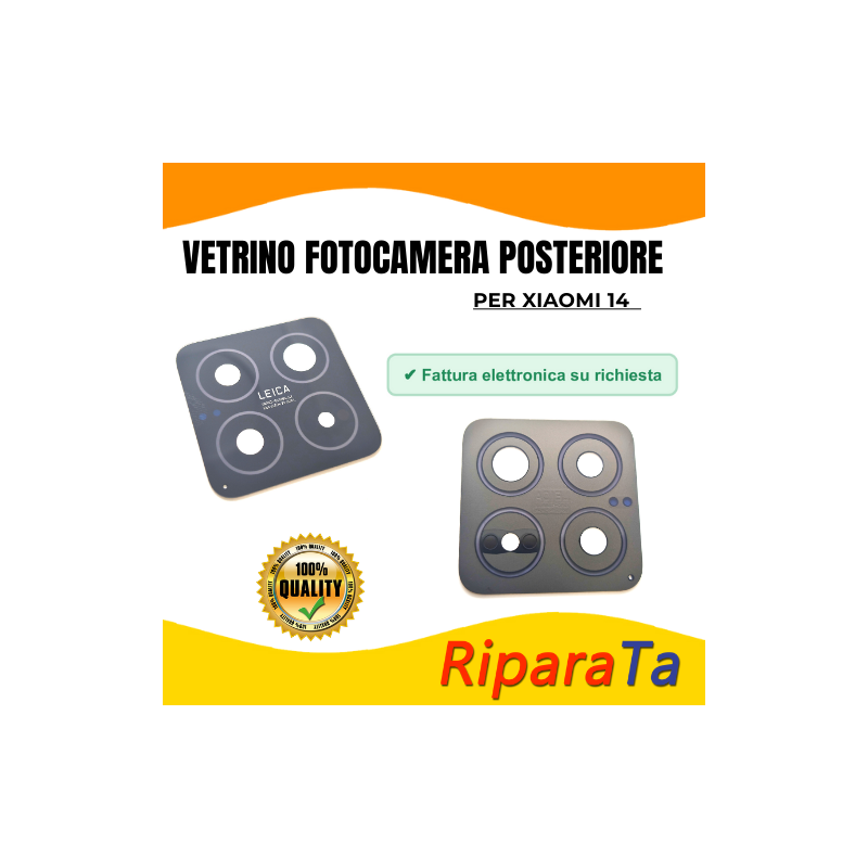 Vetrino Vetro Fotocamera Camera Posteriore per Xiaomi 14 Nero + Biades