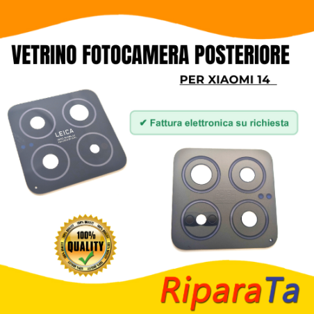 Vetrino Vetro Fotocamera Camera Posteriore per Xiaomi 14 Nero + Biades