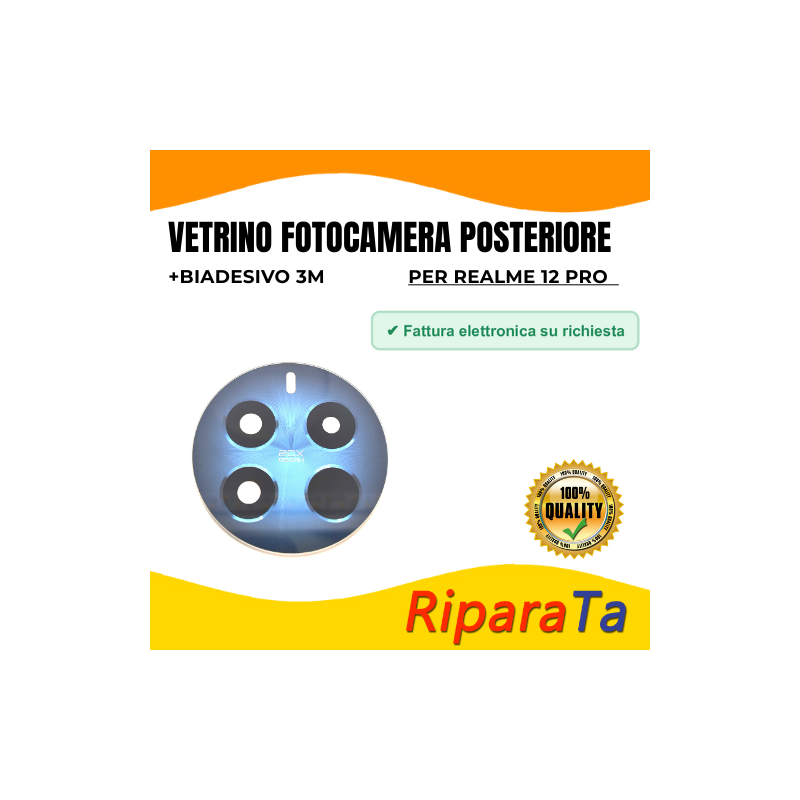Vetrino Vetro Fotocamera Camera Posteriore per Realme 12 PRo + Biadesi