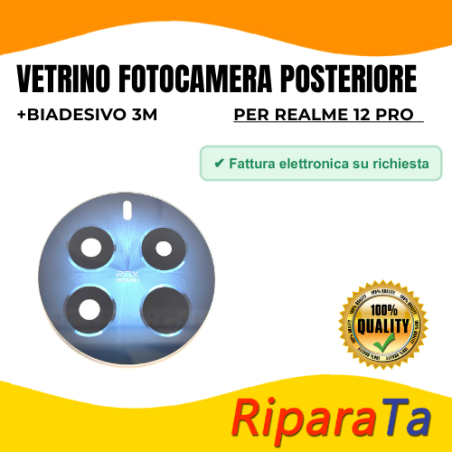 Vetrino Vetro Fotocamera Camera Posteriore per Realme 12 PRo + Biadesi