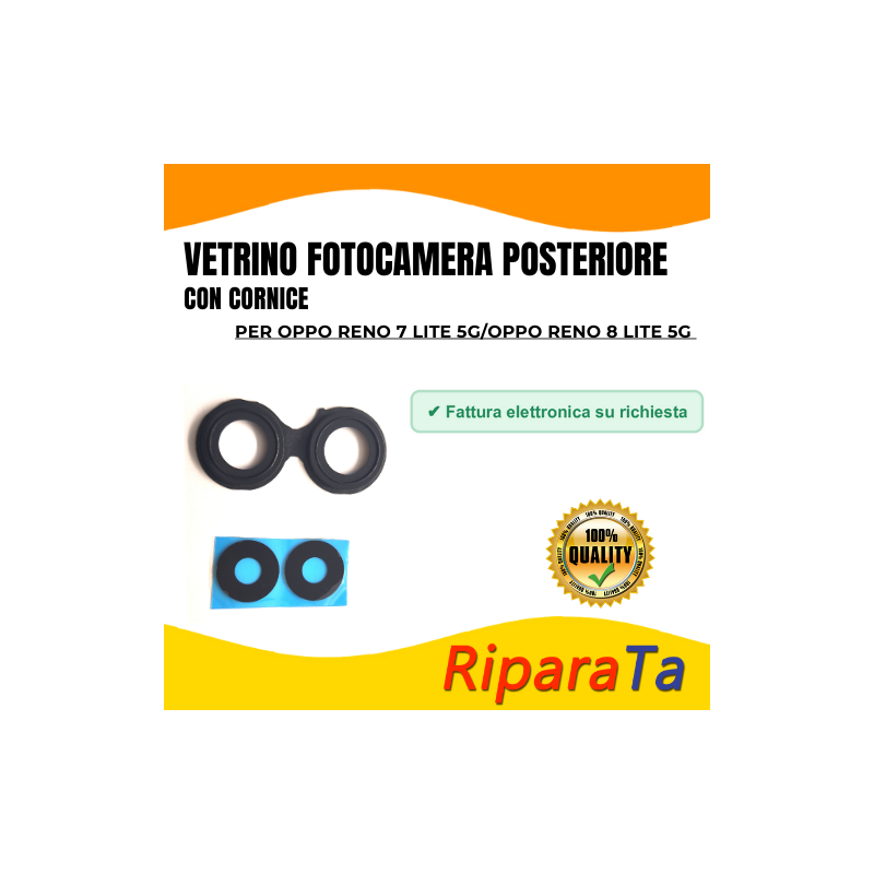 Vetrino Vetro Fotocamera Camera Posteriore + Cornice per OPPO RENO 7 L