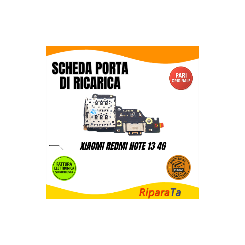 PCB Connettore + Microfono + Lettore SIM per Xiaomi Redmi Note 13 4G  