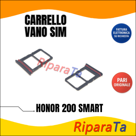 SLOT CARRELLO PORTA SIM CARD PER HONOR 200 SMART ALT-NX1 ALLOGGIO NERO