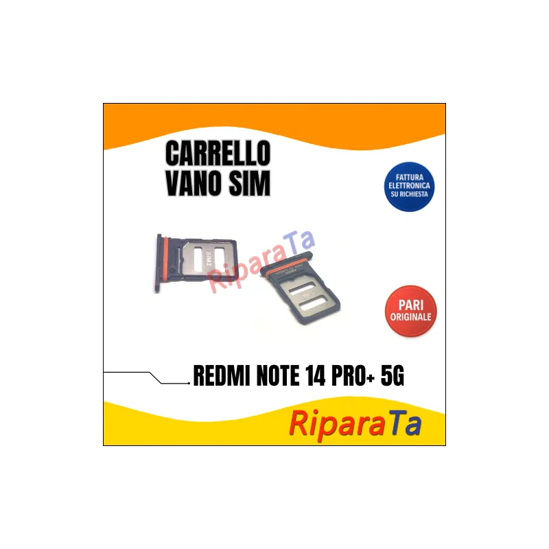 SLOT CARRELLO PORTA SIM CARD PER XIAOMI REDMI NOTE 14 PRO PLUS 5G NERO
