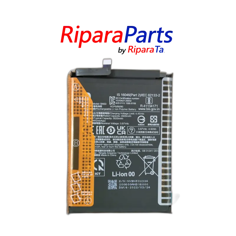BATTERIA ORIGINALE BN53 XIAOMI REDMI NOTE 9 PRO M2003J6B2G 5020mAh