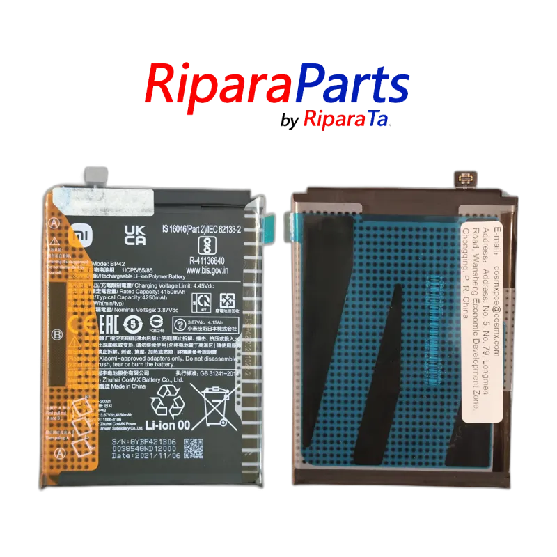 BATTERIA BP42 PER XIAOMI Mi 11 Lite 4G/5G M2101K9AG SERVICE PACK 4250mAh