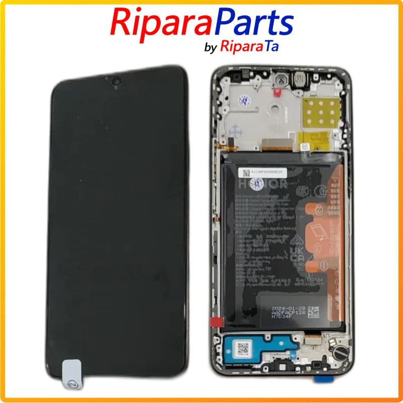 DISPLAY LCD TOUCH FRAME+BATTERIA PER HONOR X8a / 90 LITE CRT-LX1 CRT-NX1 SERVICE PACK NERO