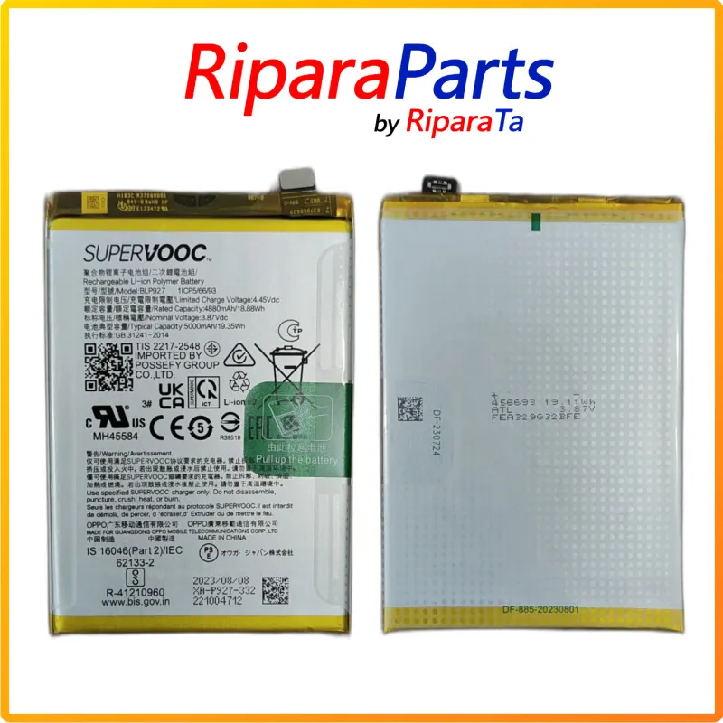 BATTERIA BLP927 ORIGINALE PER ONEPLUS NORD CE2 LITE 5G SERVICE PACK 5000mAh