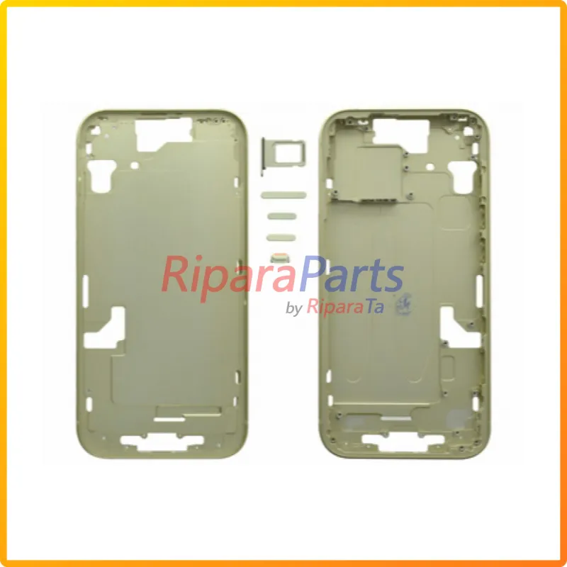 FRAME TELAIO CENTRALE IN METALLO + TASTI LATERALI + CARRELLO SIM PER APPLE IPHONE 15 GIALLO