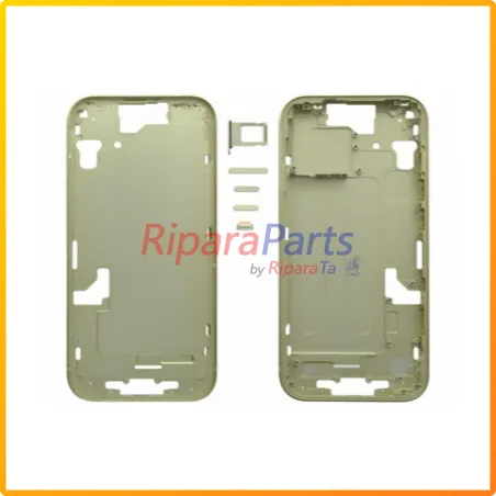 FRAME TELAIO CENTRALE IN METALLO + TASTI LATERALI + CARRELLO SIM PER APPLE IPHONE 15 GIALLO