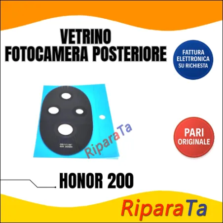 VETRINO VETRO LENTE FOTOCAMERA CAMERA POSTERIORE per HONOR 200 NERO