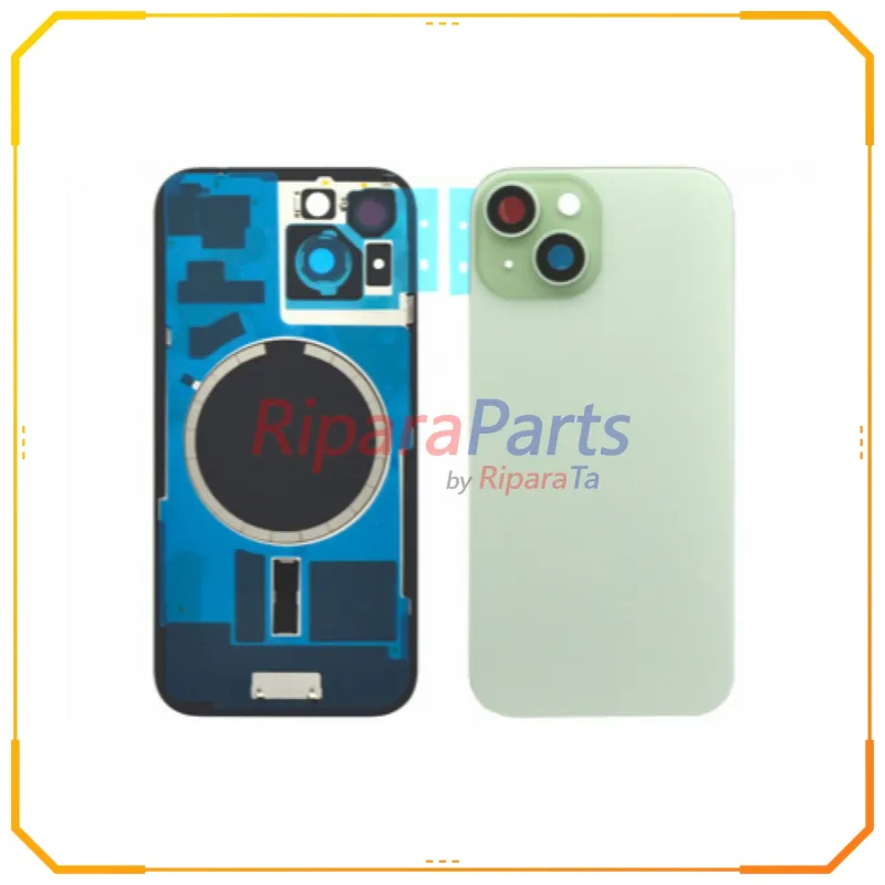 BACK COVER SCOCCA POSTERIORE MAGNETICA + VETRINO FOTOCAMERA PER APPLE IPHONE 15 VERDE