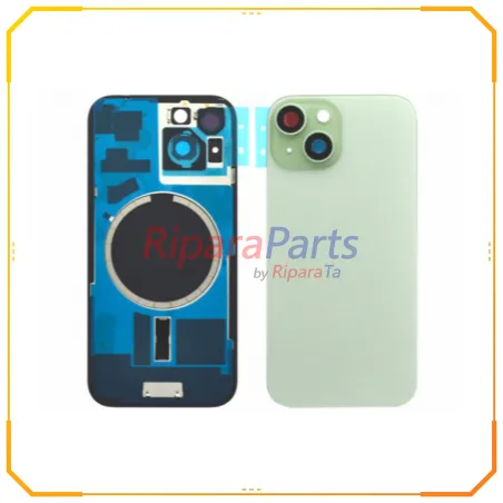 BACK COVER SCOCCA POSTERIORE MAGNETICA + VETRINO FOTOCAMERA PER APPLE IPHONE 15 VERDE