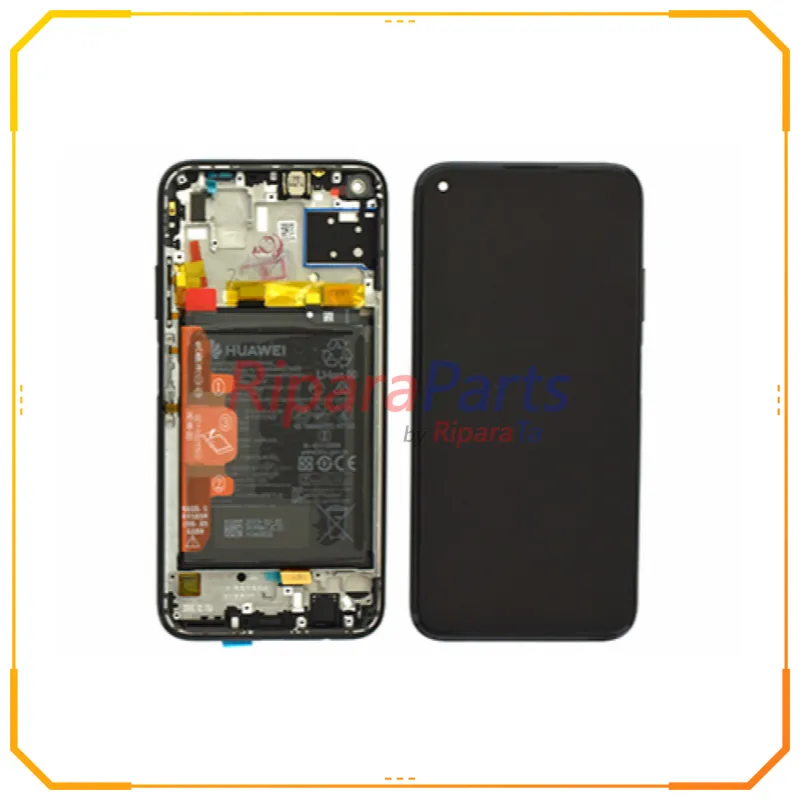 DISPLAY LCD TOUCH+FRAME SERVICE PACK ORIGINALE PER HUAWEI P40 LITE JNY +BATTERIA+TASTI LATERALI+ALTOPARLANTE NERO
