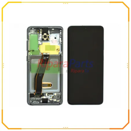 DISPLAY LCD TOUCH+FRAME+ALTOPARLANTE SERVICE PACK ORIGINALE PER SAMSUNG GALAXY S20 SM-G980 / S20 5G SM-G981 COSMIC GREY