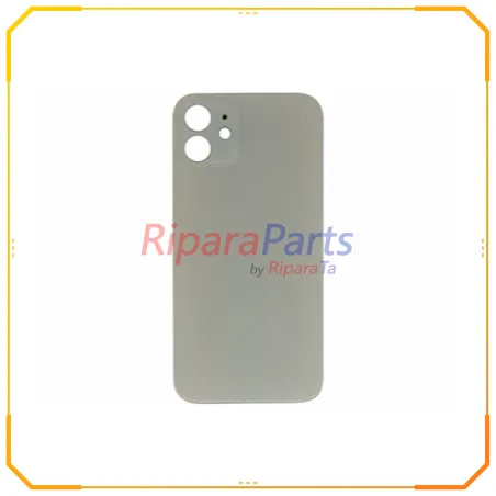 BACK COVER VETRO POSTERIORE FORO CAMERE GRANDE BIG HOLE PER APPLE IPHONE 12 BIANCO