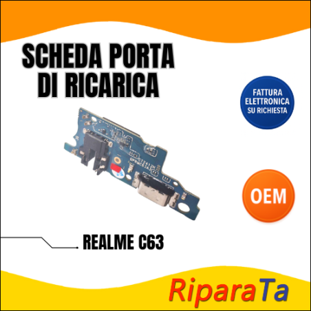 CONNETTORE RICARICA REALME C63 DOCK PCB MICROFONO JACK AUDIO OEM | Rip